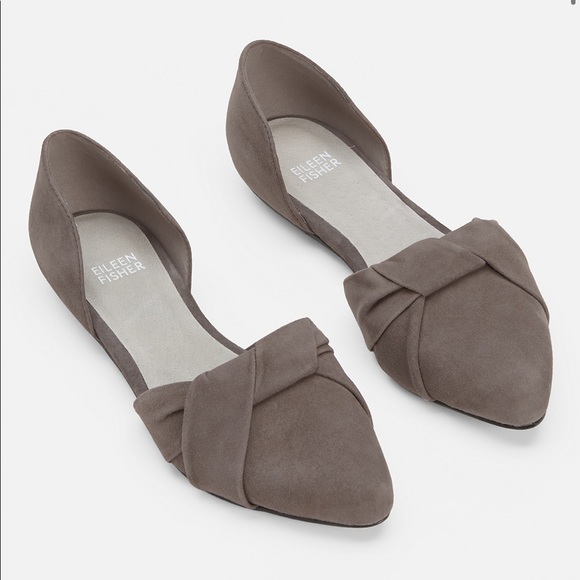 Eileen Fisher Fuller Suede D’Orsay Flats Gray 8
